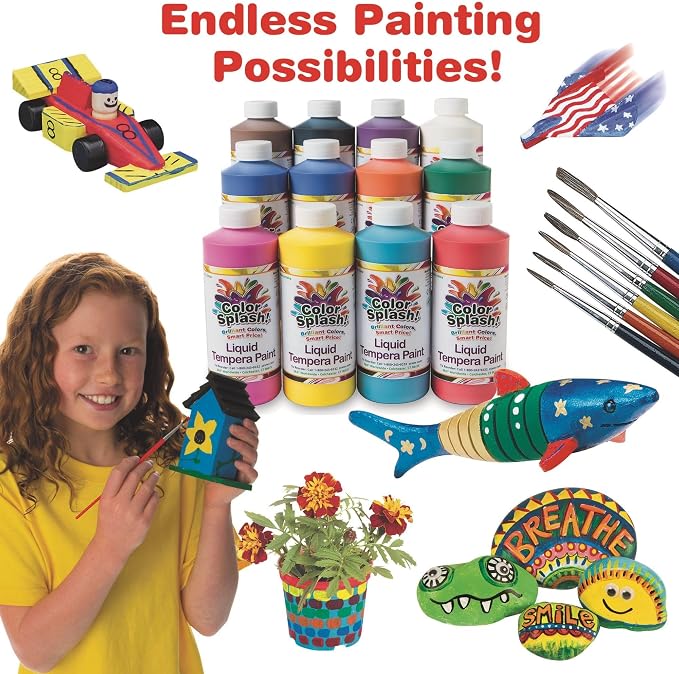 S&S Worldwide Color Splash! Liquid Tempera Bulk Paint, 16-oz Easy-Pour Squeeze - Image 4