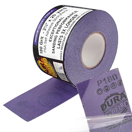 Dura-Gold Premium 180 Grit PSA Purple Film Ceramic Longboard Sandpaper by Dura-Gold