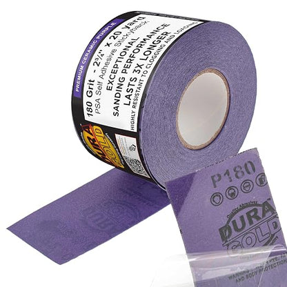 Dura-Gold Premium 180 Grit PSA Purple Film Ceramic Longboard Sandpaper by Dura-Gold
