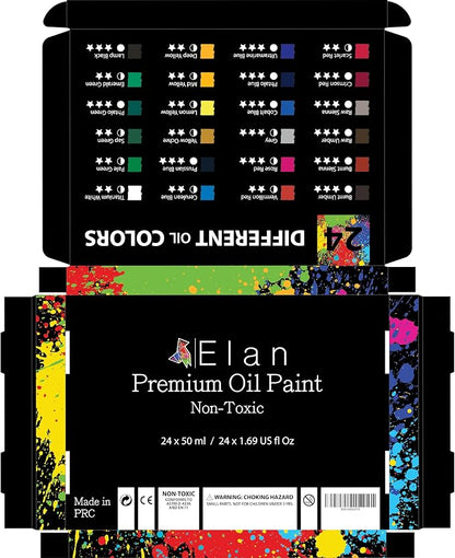 Elan Professional Oil Paint Set, 24 Vibrant Colors Tubes 1.7fl oz, Non-toxic - Image 8
