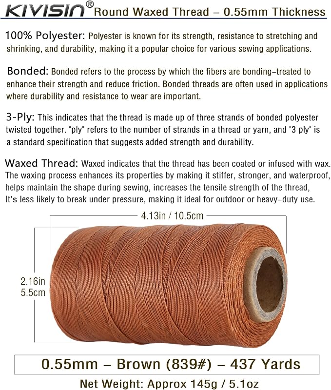 Sturdy Bonded Waxed Polyester Thread, 437 Yards Wax String Cord - Image 2