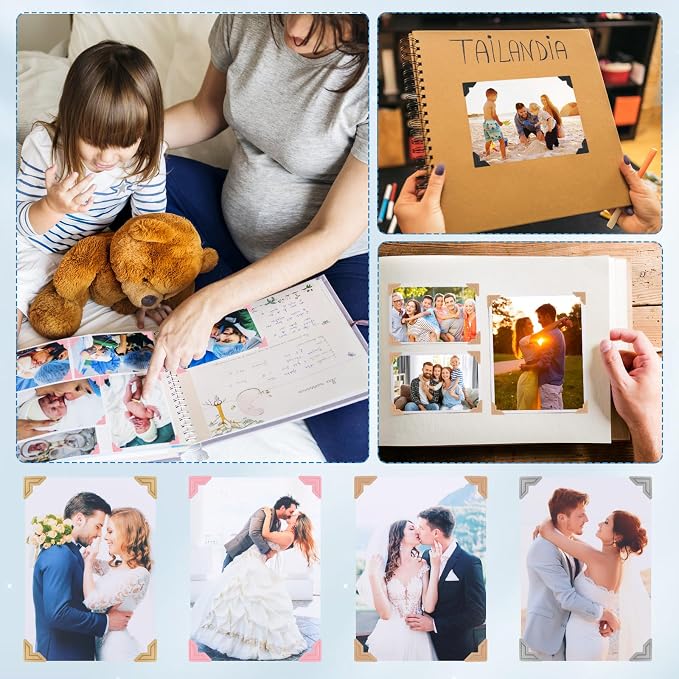 GOONAVI 15 Sheets 360 PCS Multicolor Acid-Free Photo Corners Notebook, - Image 7