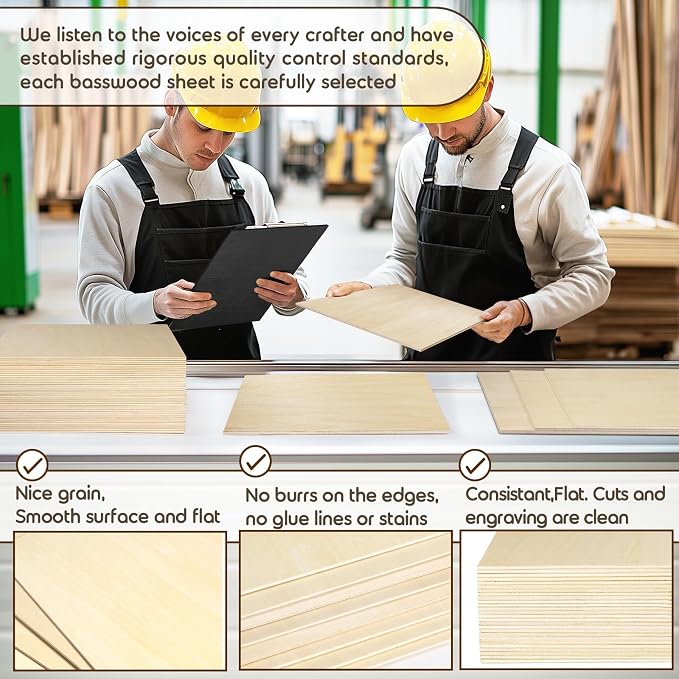 48 Pack 12x12x1/8 Inch Basswood Sheets, MAPRIAL Smooth 3mm Plywood - Image 3