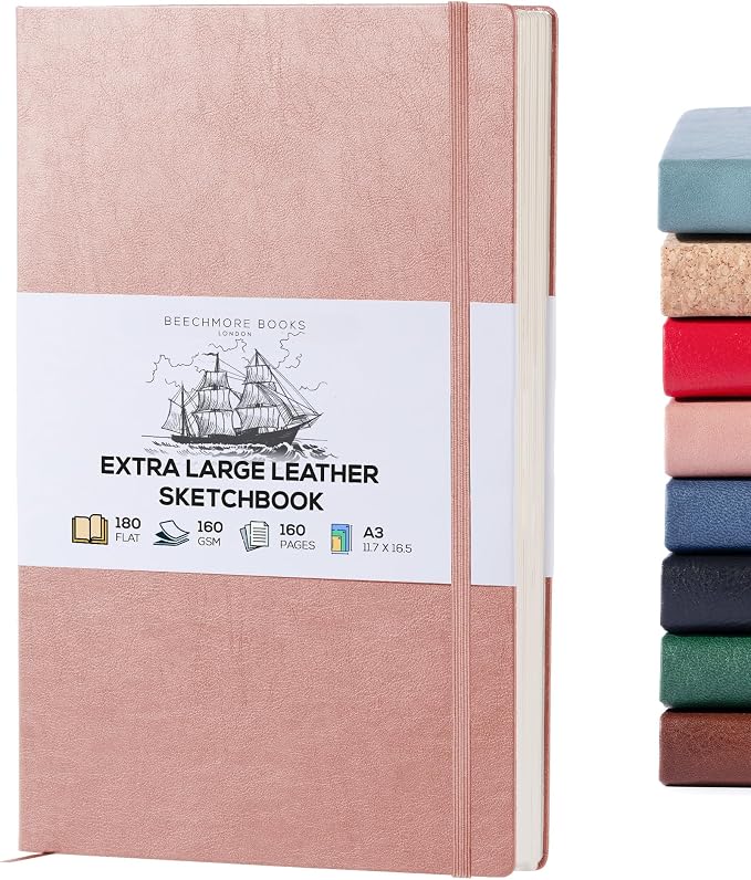 Beechmore Books A3 Sketchbook – 11.7x16.5 Premium Vegan Leather Bound Extra by BeechmoreBooks