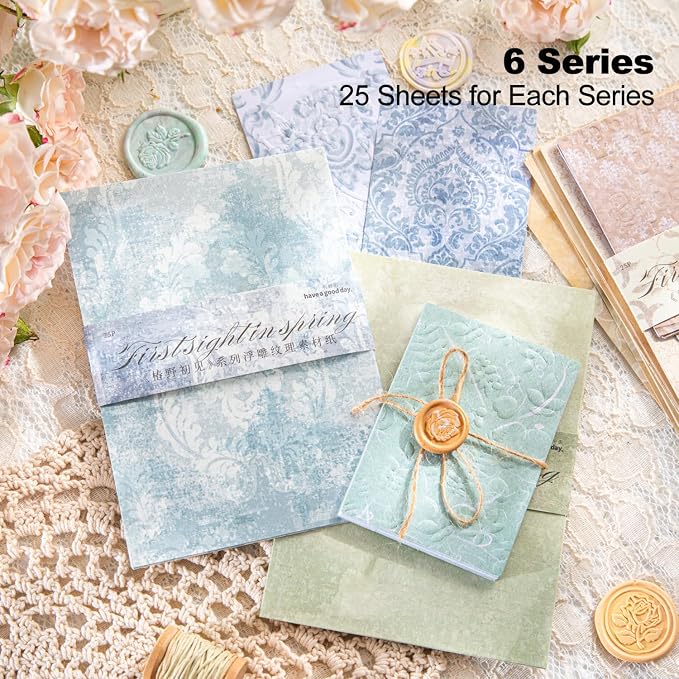 Vintage Floral Scrapbook Paper Set, Scrapbooking, DIY Crafts, and Art Supplies - Image 2