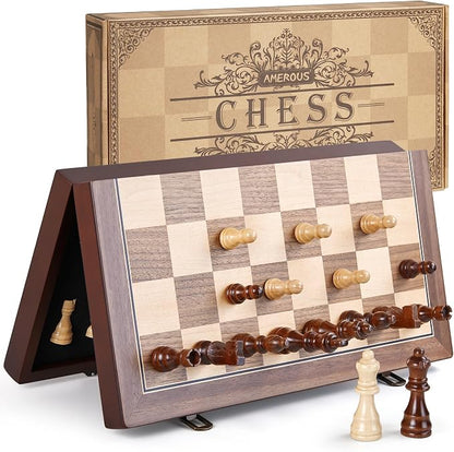 AMEROUS 15'' Magnetic Wooden Chess Set - Image 9