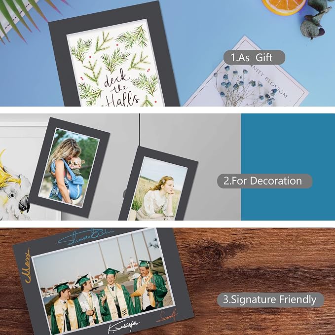 10 Pack Pre-Cut 11 x 14 Black Picture Mats - Image 2