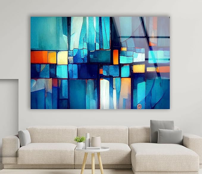 My Photostation.com 20Wx14H'' Blue Vibrant Stained Glass Wall ArtTempered Glass - Image 2