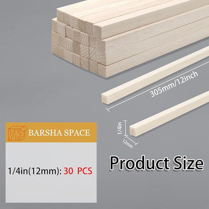Balsa Wood Sticks, Square Wooden Dowels, Unfinished Hardwood Sticks - Image 2