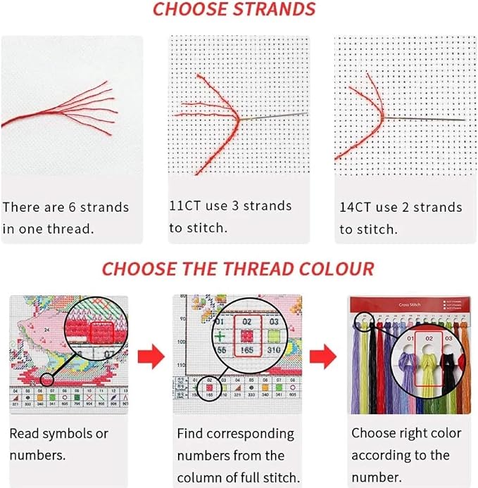 Dimensean Stamped Cross Stitch Kits Full Range of Embroidery Patterns Starter - Image 4