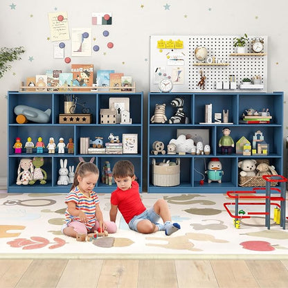 KOTEK Toy Storage Organizer, 5 Cubby Kids Bookshelf, Wooden 3-Tier Bookcase - Image 3