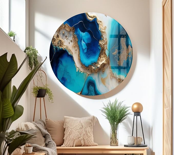 My Photostation.com 48Wx32H'' Blue Alcohol ink Glass Wall ArtTempered Glass - Image 7