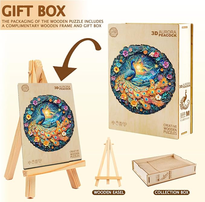Wooden Puzzles for Adults, Peacock Puzzle, Unique Shaped Wooden Jigsaw Puzzles - Image 3