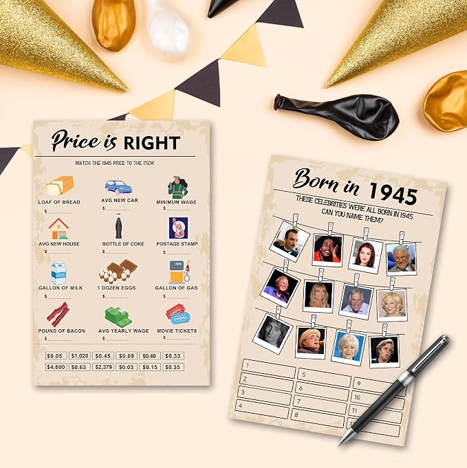 80th Birthday Party Games, Born in 1945 Games Bundle, Birthday Party Supplies - Image 5