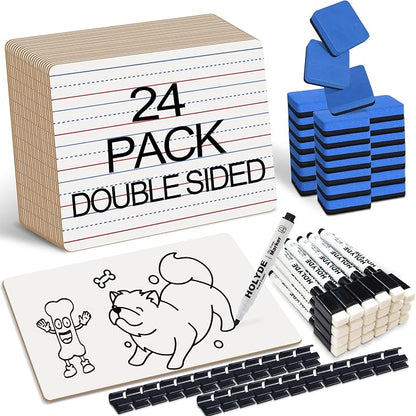 Set of 24 Dry Erase Boards, Double Sided Small Whiteboards by HOLYDE