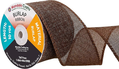 Mandala Crafts Brown Burlap Ribbon 2.5 Inches Wide Jute Ribbons by MandalaCrafts