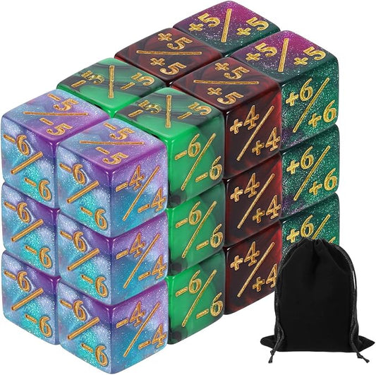 uxcell 24Pcs Magic Dice Counters, Acrylic D6 Life Token Dice Set by uxcell