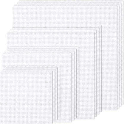 MYFAMIREA 16PCS Cross Stitch Fabric, 4 Sizes White Aida Cloth 14 Count Craft by MYFAMIREA
