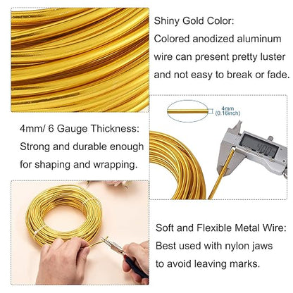 Fashewelry 52 Feet 4mm Gold Aluminum Wire Bendable Metal Craft Wire - Image 2