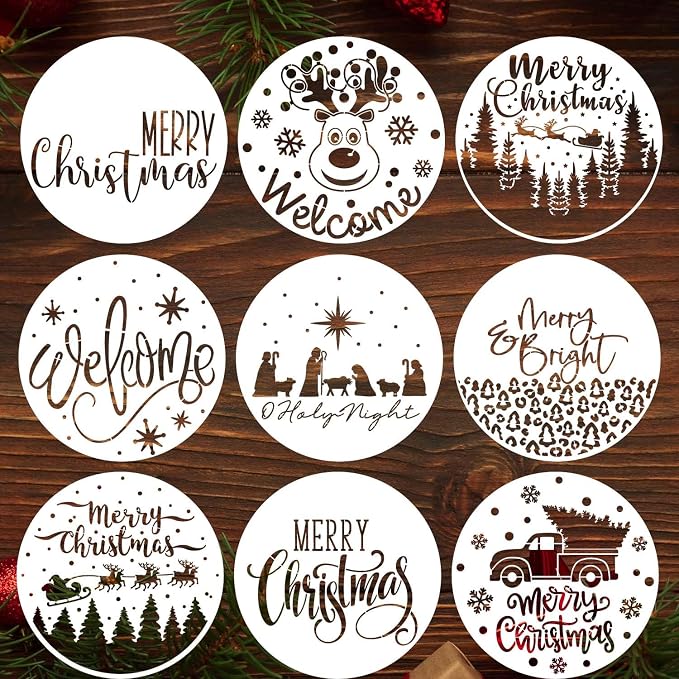 Christmas Stencils for Painting on Wood 12” Merry Christmas Stencil Holiday by SUNVERSE