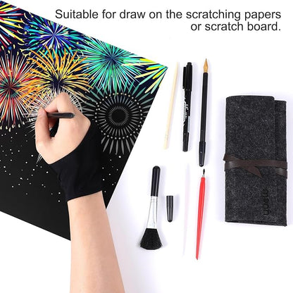 9Pcs Scratch Art Tools Set Including Artist Glove, Tool Bag, Scratch Coloring - Image 3