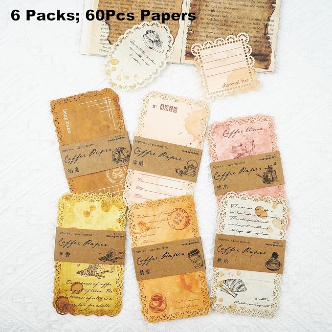 Coffee-Themed Lace Paper Set, DIY Crafts, Card Making, and Planners - Image 2
