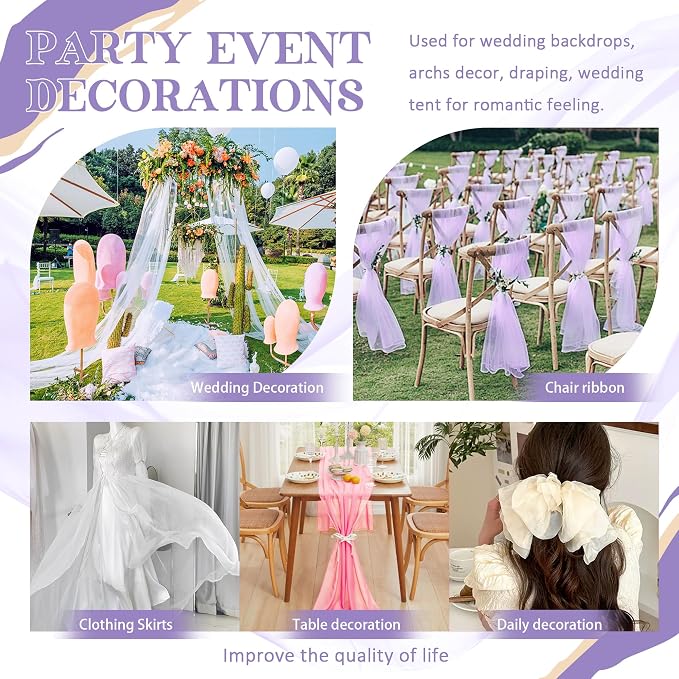 Horbaunal Lavender Chiffon Fabric by The Yard, 10 Yard Continuous Sheer Fabric - Image 7