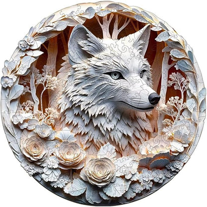 Wooden Puzzles Adults, 3D Wolf Wooden Puzzles 100 Pieces, Unique Animal Shaped by Jollitot