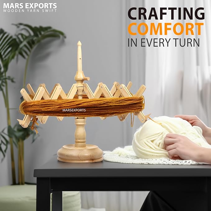 Wooden Yarn Winder with Swift – Manual Yarn Ball Winding Tool - Image 2