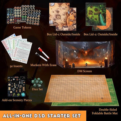 CZYY Foldable Battle Mat with DM Screen, Game Tokens, Dice Set, Markers - Image 2