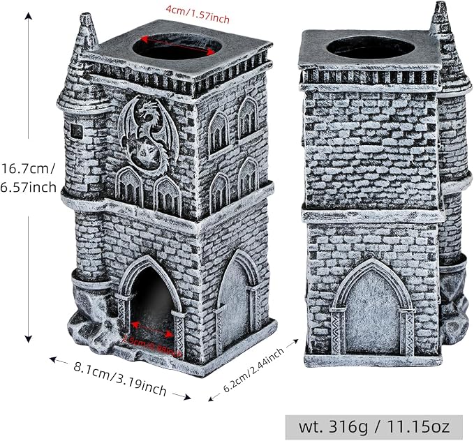 D&D Castle Dice Tower for All Dice Sizes, 3D Resin Rolling Trays, Fantasy - Image 7
