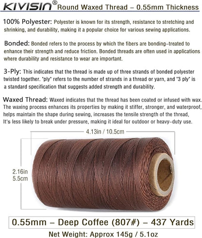 Sturdy Bonded Waxed Polyester Thread, 437 Yards Wax String Cord - Image 2