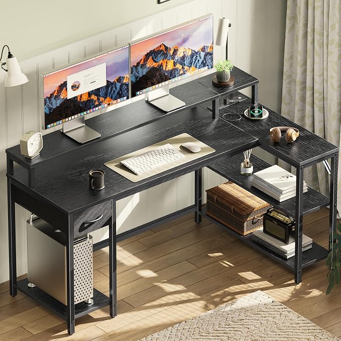SUPERJARE 53 inch Reversible L Shaped Desk - Image 9