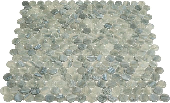 Mixed Gray Penny Round Mosaic Glass Tile – Sample Swatch- 4"x5" - Image 8