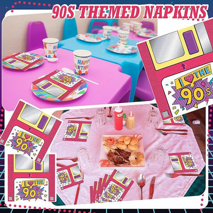 60 Pcs 90s Cocktail Paper Napkins 6.5 x 6.5 Inches Disposable Paper Napkins - Image 6