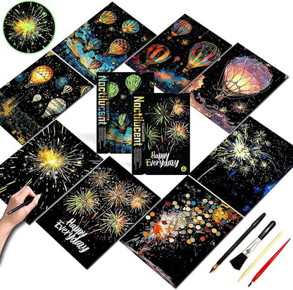 Scratch Paper Art for Adults-Glow in The Dark Scratch Painting Craft Kit|DIY by PAITUEND