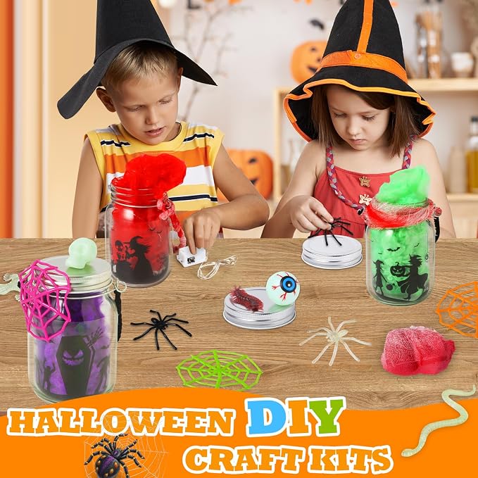 Halloween Crafts Activities for Kids Ages 4-12, 6 Pack Glass Mason Jar for - Image 5
