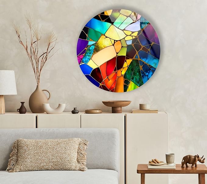 My Photostation.com 15.8'' Diameter Multicolor Round Stained Glass Wall Art by MyPhotostation