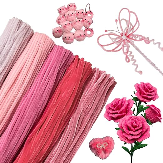 Pipe Cleaners Craft 500PCS 5 Colors Pastel Pink Pipe Cleaners Bulk 30CM Limpia by Unknown