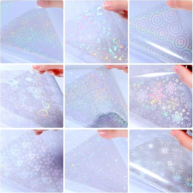 Teling 90 Sheets Holographic Sticker Paper Transparent A4 Vinyl Holographic - Image 3