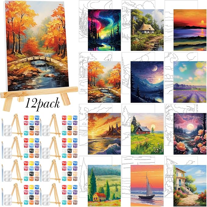 Zhanmai 12 Pack Pre Drawn Canvas by Zhanmai