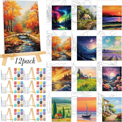 Zhanmai 12 Pack Pre Drawn Canvas by Zhanmai