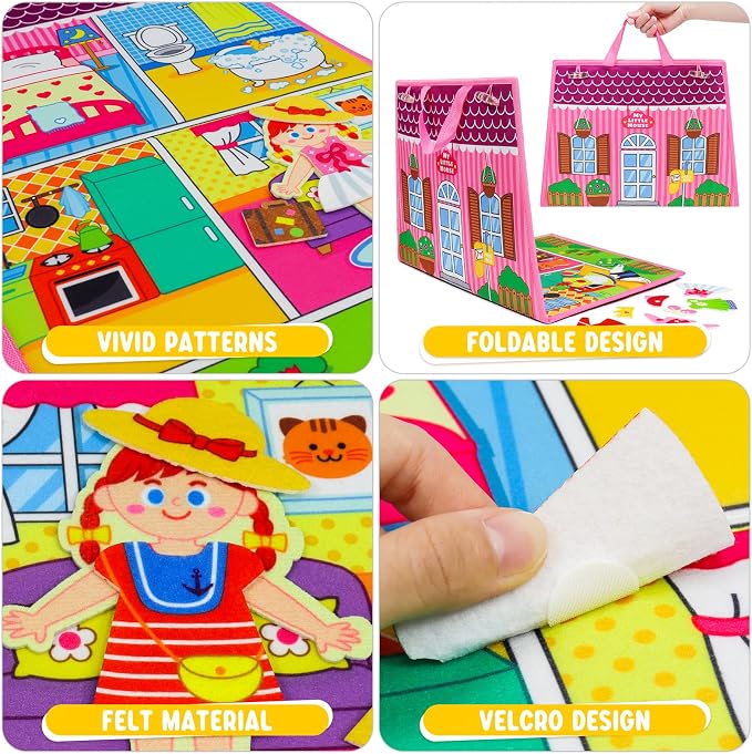 OKOOKO Dress Up House Felt Board 35PCS Double-Sided Foldable Dress Up Teaching - Image 3