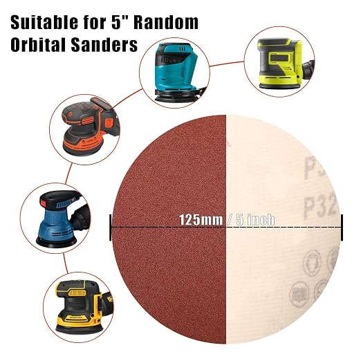320 Grit 5 Inch Sanding Discs Hook and Loop Sandpaper - Image 5