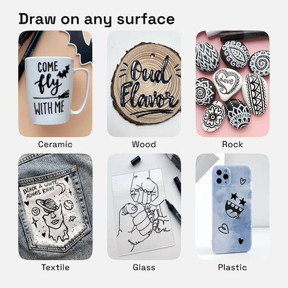 ARTISTRO 12 Black Paint Pens for Rock Painting, Scrapbooking, DIY Craft Making - Image 4
