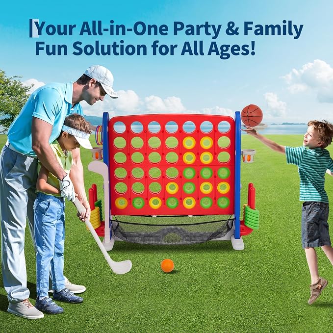 Giant 4 in a Row Game, Adjustable Height Board Jumbo 4-in-a-Row Game - Image 6