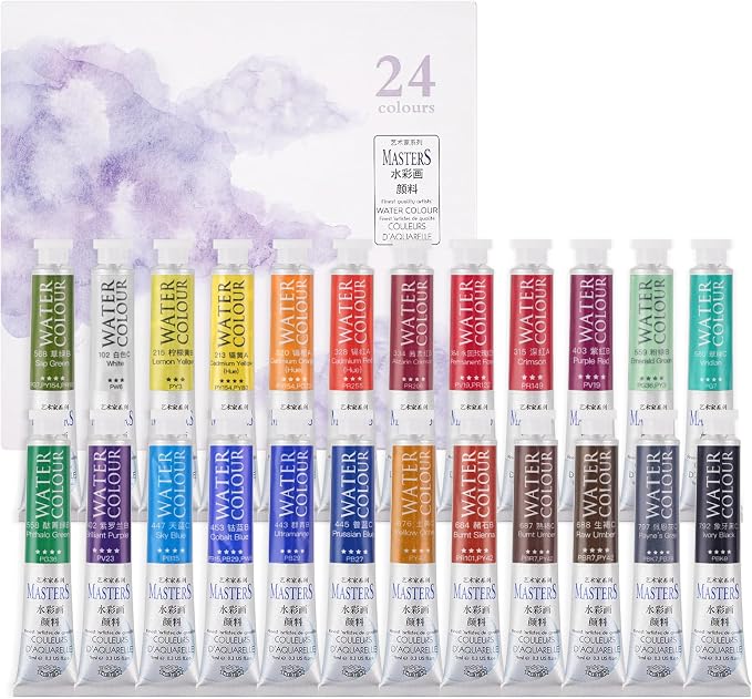 LIGHTWISH Professional Watercolor Paint Tube Set Artist Grade, 9 ML 24 Vivid - Image 9