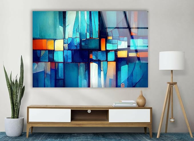 My Photostation.com 30Wx24H'' Blue Vibrant Stained Glass Wall ArtTempered Glass - Image 5