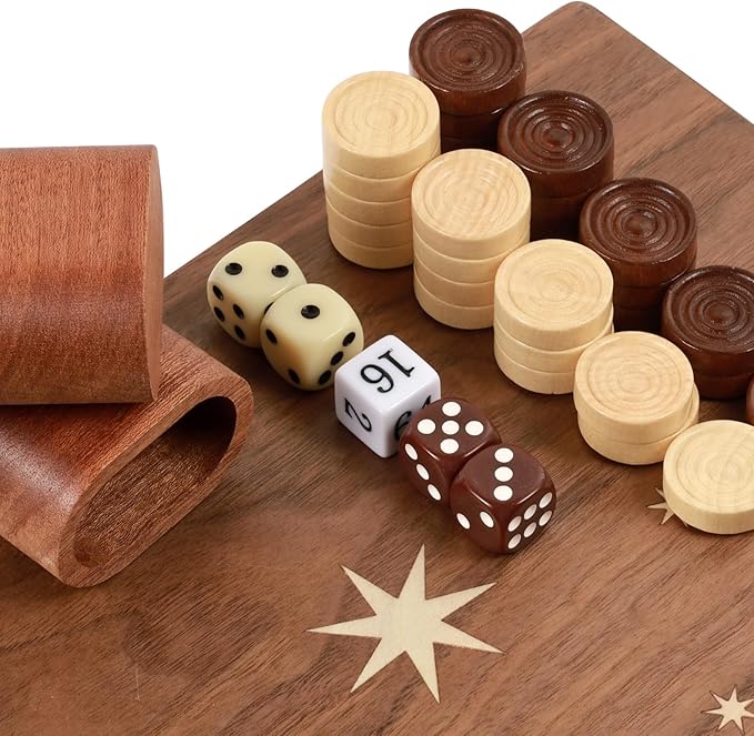 Handcrafted Wooden Backgammon Set, Classic Two-Player Strategy Board Premium - Image 4