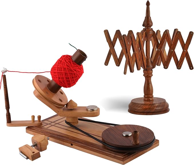 Large Handcrafted Wooden Yarn Winder & Swift – Signature Ball Winder by BRAINMART